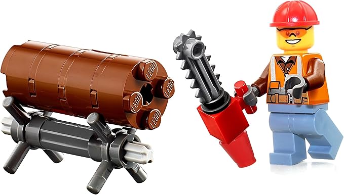 LEGO City MiniFigure - Forester Lumberjack Tree Trimmer (with Chainsaw and Tree Log)