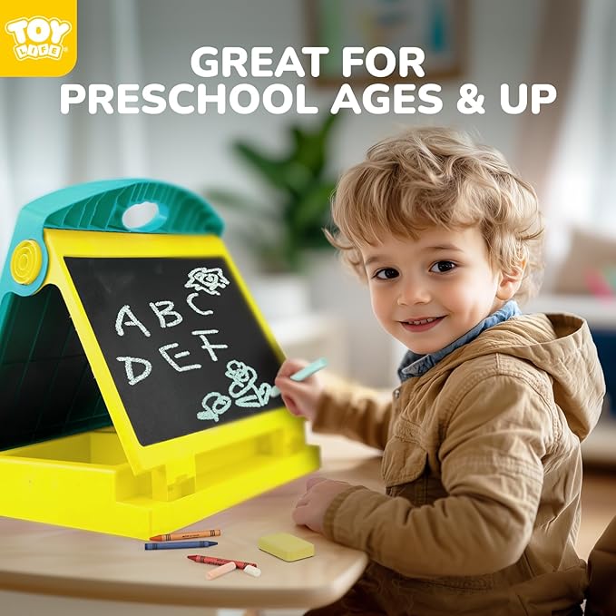TOY Life Tabletop Easel for Kids Art Easel for Kids 3 4 5 Toddler Art Easel Board for Kids Chalkboard White Board for Kids Easel Set Dry Erase Board Portable Desktop Easel Painting Easel for Kids