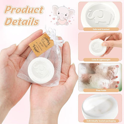 Roowest 50 Packs Mini Elephant Soap Baby Shower Favors 50 Bags 50 Thanks