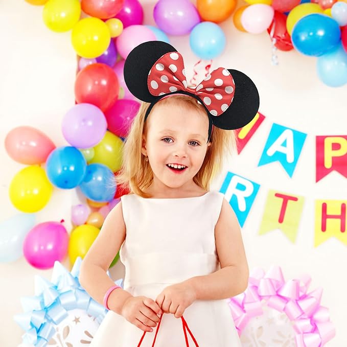 Mouse Ears Headband Shiny Mouse Ears Bows Hairband for Birthday
