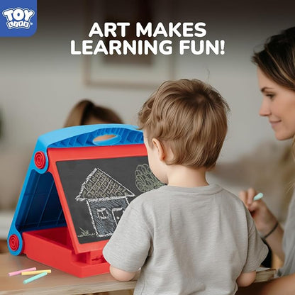 STEAM Life Tabletop Easel for Kids Art Easel for Kids 3 4 5 Toddler Art Easel Board for Kids Chalkboard White Board for Kids Easel Set Dry Erase Board Portable Desktop Easel Painting Easel for Kids