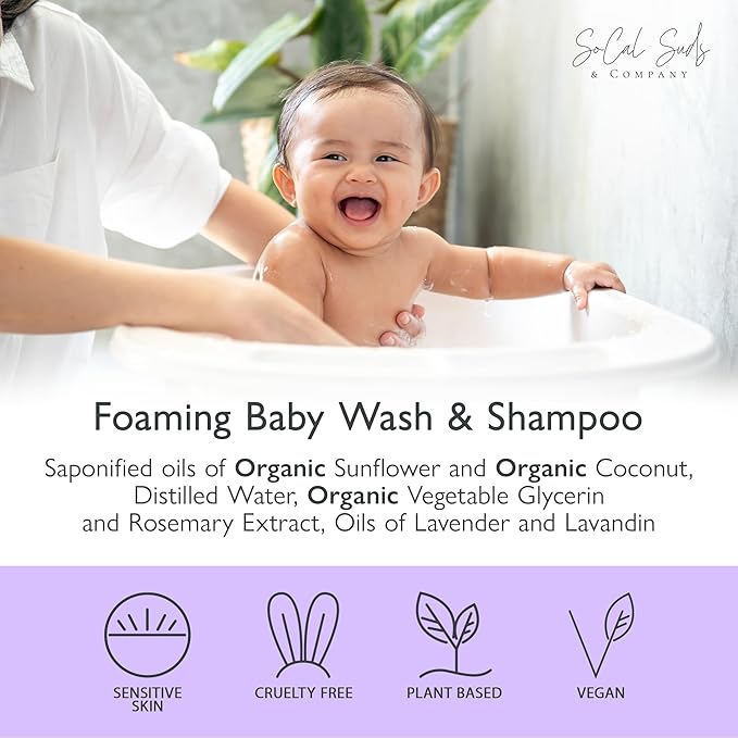 SoCal Suds & Company - 2-in-1 Organic Baby Shampoo & Body Wash Castile Soap 32oz