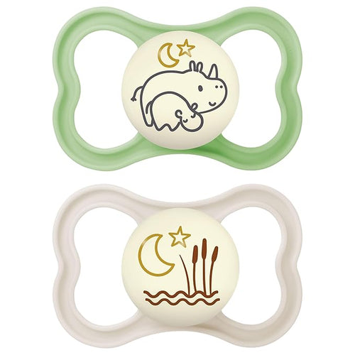 MAM Air Night Pacifiers , MAM Sensitive Skin Pacifier 6+ Months 2 Count 1), Designs