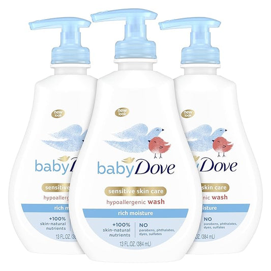 Baby Dove Baby Wash and Shampoo Baby Bath Products for Baby's Delicate Skin Rich Moisture Washes Away Bacteria, Tear-Free and Hypoallergenic 13 Fl 3)