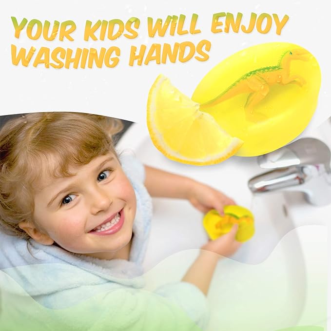 Relaxcation 1 Soap Bar For Kids with DINO Toy Inside - Natural Fresh LEMON Kids Soap