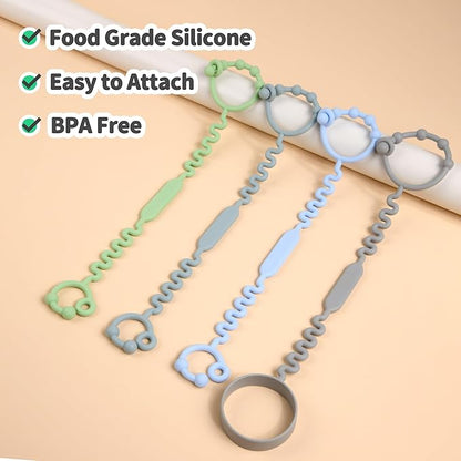 Toy Straps for Baby, Pacifier Holder Clip with Self-Adjusting Bayonet (4 pcs)