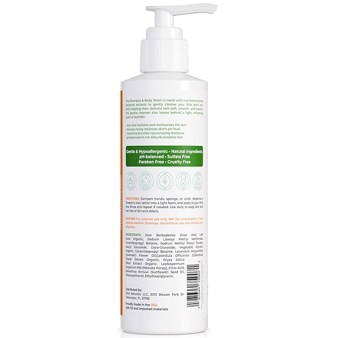 Wild Naturals Kids Shampoo and Body Wash - Hypoallergenic Baby Shampoo and Organic Baby Wash