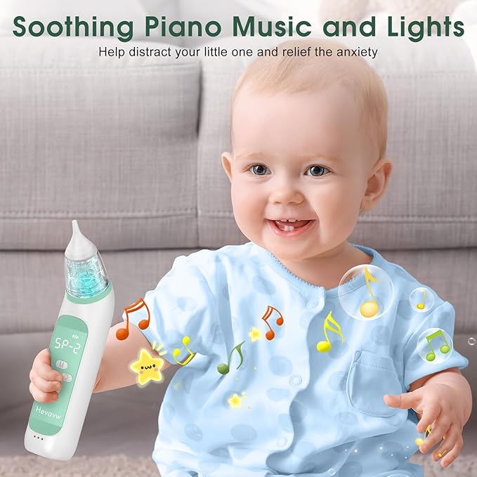 Electric Nasal Aspirator for Baby - Baby Nose Sucker, Booger Sucker for Babies Toddlers Infants Newborns Kids with 3 Suction Levels & Music & Light