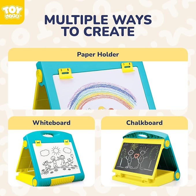 TOY Life Tabletop Easel for Kids Art Easel for Kids 3 4 5 Toddler Art Easel Board for Kids Chalkboard White Board for Kids Easel Set Dry Erase Board Portable Desktop Easel Painting Easel for Kids