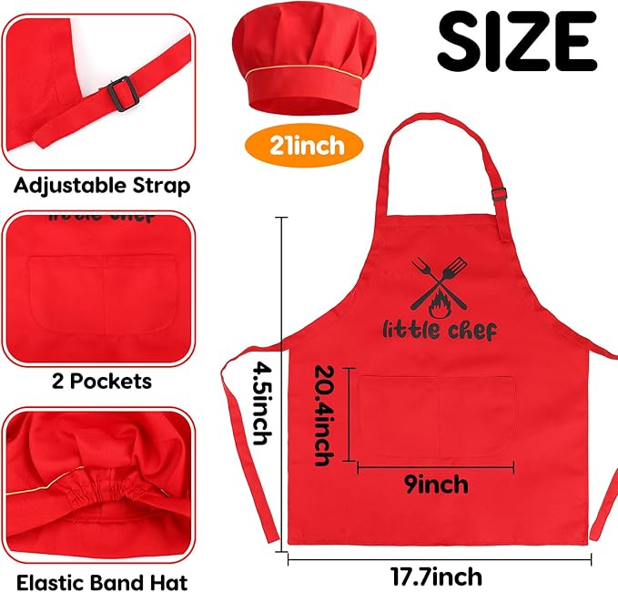 Kids Grill Playset with Apron Hat for Cooking Food Smoke 3 4 5 6 4-8 Birthday