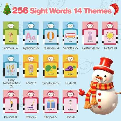 Talking Flash Cards for Toddler 1 2 3 4 5 Year Olds, ABC Flash Cards for Toddlers 2-4 Years, Montessor, Autism Sensory, Speech Therapy Toys, Birthday Gift for Boys and Girls, 256 Words