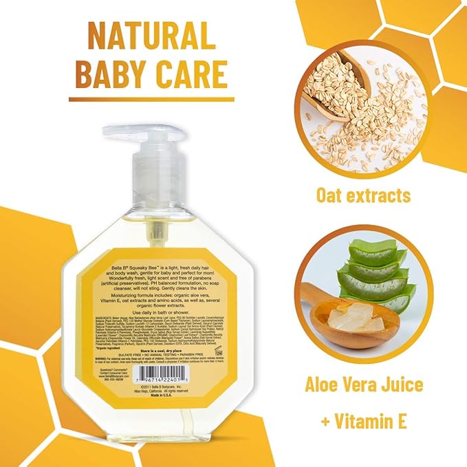 BELLA B Squeaky Bee Bodywash and Shampoo 13 oz - Baby Body Wash And Shampoo