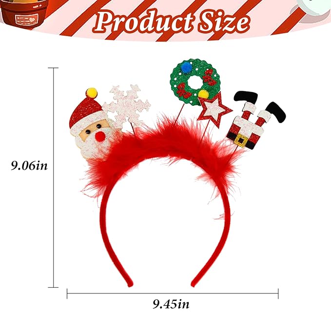 Christmas Headbands - 1Pcs Glitter Santa Claus Snowflake Star Thin