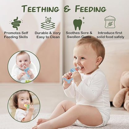 Baby Breastmilk Popsicle Molds & Baby Fruit Feeder (6 Pack), WAJIAYON Baby Food Freezer Tray Storage Containers