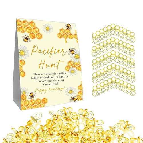 Mini Pacifiers Baby Shower Game, Pacifiers Hunt Sign 50Pcs Yellow