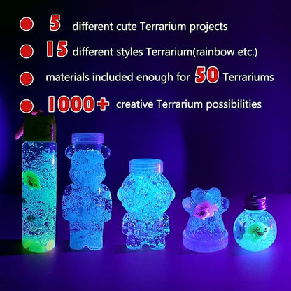 Suxkbo 5 PCS Terrarium Crafts Kit for Kids,Glow in Dark Unicorn Birthday Gifts Toys for Girls Kids Arts and Crafts Ages 5 6 7 8 9 10 Year Old for Girls Boys