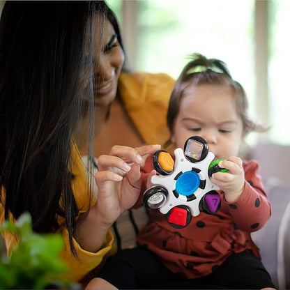 Baby Einstein Curiosity Clutch Fidget Sensory Toy and Pop It Rattle, BPA Free Infant Teether 3 Months+,