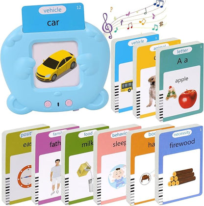 Toddler Talking Flash Cards with 255 Cards and 510 Words, Autism Sensory Toys, Speech Therapy, Montessori Toys, Learning Educational Gifts with Music for 3 4 5 6 Year Old Boys and Girls(Blue)
