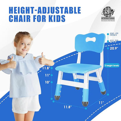 Kids Adjustable Chair with 3 Height Levels，Toddler Chair for Desk and Play, Suitable for Indoor and Outdoor Kids Activities