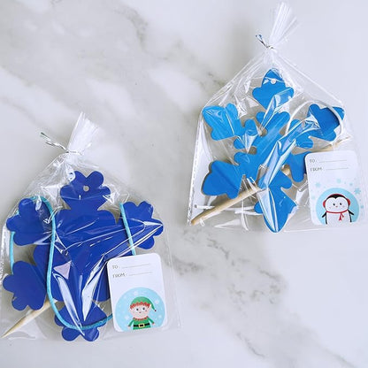 Winlyn 56 Sets 8 Styles Magic Color Scratch Blue Snowflake Ornaments Decorations Scratch Art Christmas Craft Kits Winter Crafts for Kids Holiday Seasonal Home Classroom Activities Party Favors