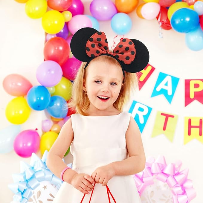 Mouse Ears Headband Shiny Mouse Ears Bows Hairband for Birthday