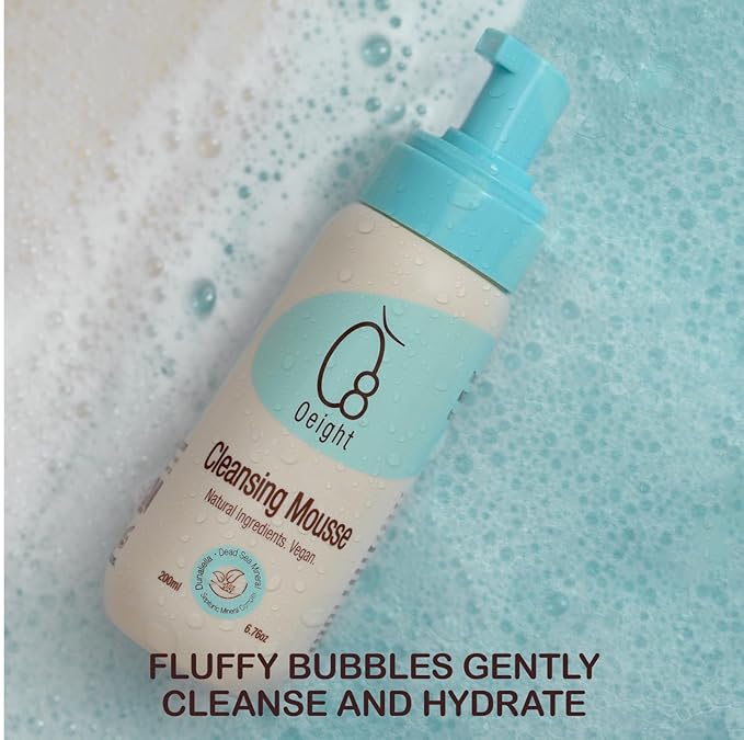 Cleansing Mousse: Natural Baby Body Wash Foam with Dunaliella Salina, Dead Sea Minerals 6.76 Oz