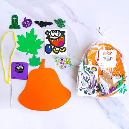 Winlyn 36 Sets Fall Halloween Pumpkin Decorations DIY Pumpkin Craft Kits Foam Pumpkin Shapes with Jack-O'-Lantern Face Glitter Halloween Stickers Maple Leaf for Kids Party Favors Classroom Activities
