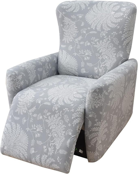 NILUOH Stretch Recliner Cover 4 Pieces Electric Power Lift Recliner Chair Cover Reclining Couch Cover Anti-Slip Fitted Furniture Protector with Side Pocket
