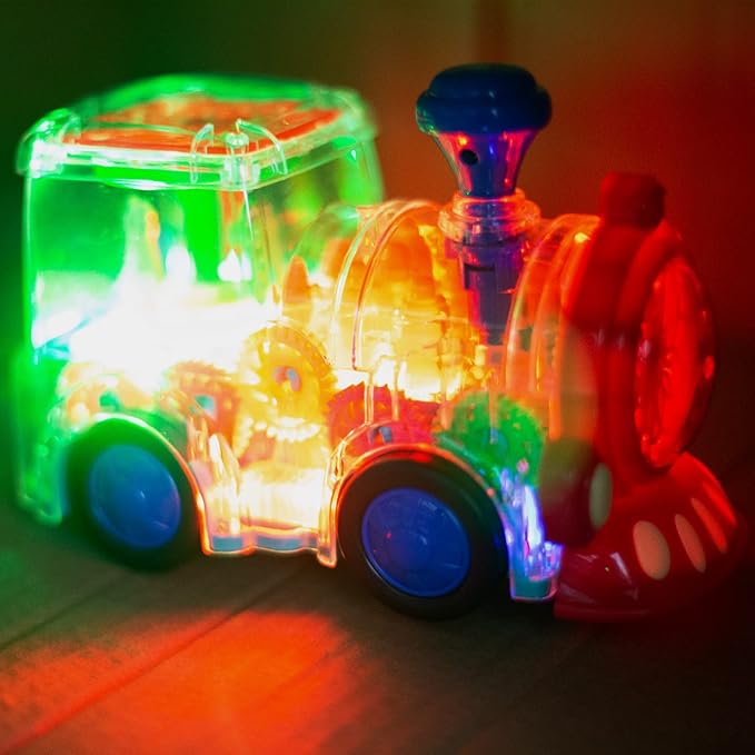 Berry President Transparent Electric Gear Train Toy with Flashing Lights