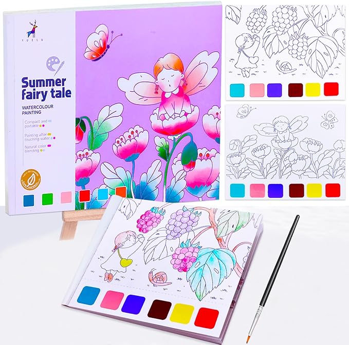 BAOXUE Water Coloring Books for Kids Ages 3 4 5 6 7 8,Pocket Watercolor Painting Book for Toddlers,Arts and Crafts for Boys Girls,Paint with Water Colors Book Kit,Kids Travel Art Set Ages 2-4