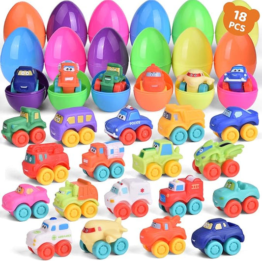FUN LITTLE TOYS Cars Easter Eggs Vehicles for Party Favors,