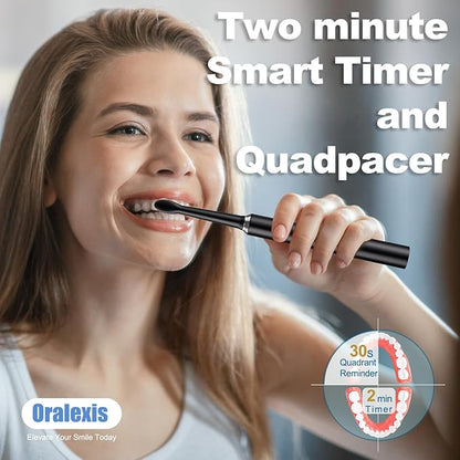 Electric Toothbrush for Adults and Kids, with Tongue Scraper and 8 Brush Heads, One Fast Charge Last 120 Days, 40000 VPM Deep Clean, Sonic Travel Toothbrush