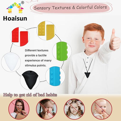 Chewy Necklaces for Sensory Kids, 6 Pack Chew Necklaces for Sensory Boys and Girls with Autism