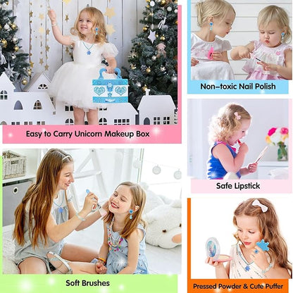 Toys for Girls,Washable Real Kids-Makeup-Kit-for-Girl,Toddler-Toys for 3 4 5 6 7 8 9 10 11 12 Year Old Girls,Christmas Birthday Frozen Gifts for Girls,Makeup-for-Kids-Toys,Princess-Dresses-for-Girls