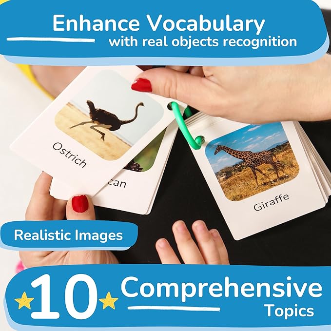 TOYVENTIVE First 200 Thick Toddler Flash Cards, 1 2 3 4 Year Old Letter, Number, Color, Animal, Baby Flash Cards Activities, Montessori Toys for Toddlers and Preschool, Toddler Learning Cards