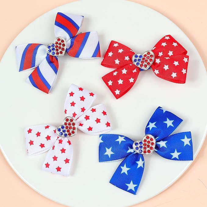 BBTDIN Baby USA Flag Turban Headband Patriotic Bow Baby Girls JHN44 (Set