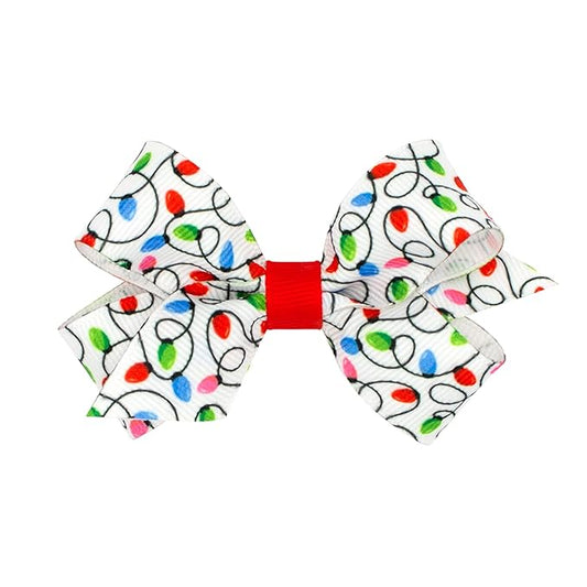 Wee Ones Girls' Grosgrain Pink-themed Christmas Novelty Print Hair Bow, King