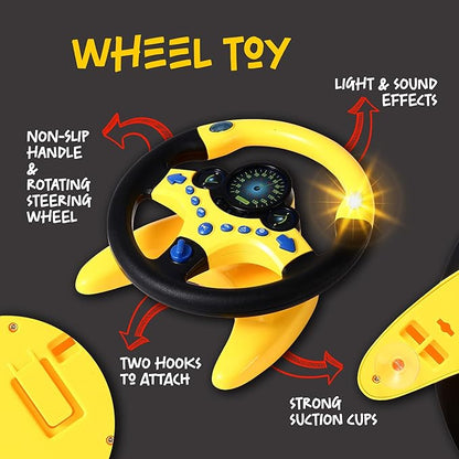 BETTERLINE Toy Wheel for Kids, Driving Simulation with Lights and Sounds, Pretend Driving Toy for Boys and Girls, Kids Interactive Toys