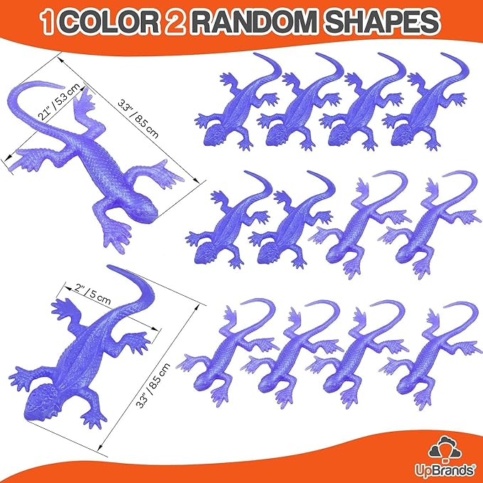 UpBrands 24 Pack PURPLE Super Stretchy Lizard Toys - Versatile Birthday Party Favors, Rubber Lizards for Kids, Reptile & Newt Toy, Stress-Relief Sticky & Purple Celebrations