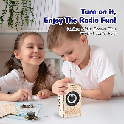 WIZGSZ Science Kits for Kids Age 8-12 13-14, Stem Kits for Kids Age 8-10, Stem Toys for Boys and Girls Build Your Own FM Radio Toys, Wood Electronic Set Snap Circuits for Teens Top Projects Gifts
