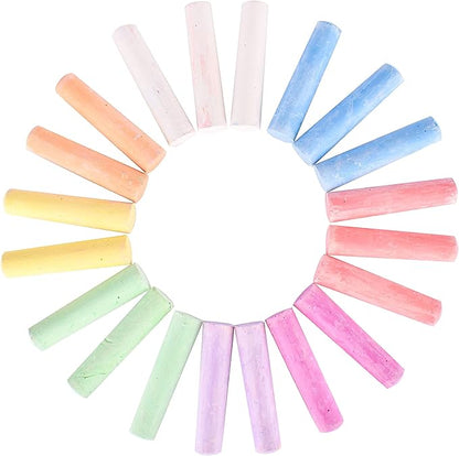 Sunny Days Entertainment Sidewalk Chalk Set for Kids with Storage, Washable, Jumbo Colored Chalk for Outdoor Play and Chalkboard Art - Ages 3+ (20 Pieces, Multicolor)