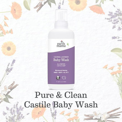 Earth Mama Calming Lavender Baby Wash Liquid Foaming Hand Soap Refill, Organic All-Purpose Lavender Body Wash for Sensitive Skin 34Fl Oz 2PK