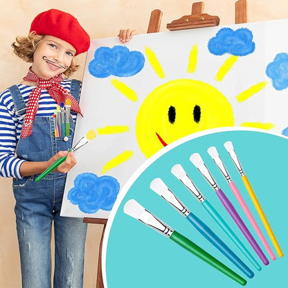 YGAOHF 6PCS Kids Paint Brushes Set - Assorted Washable Paint for Kids, Easy to Clean & Hold Small Toddler Paint Brush for Acrylic, Oil, Watercolor, Washable Paint