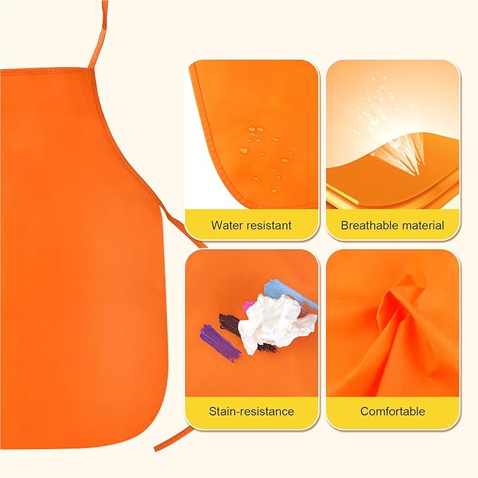 Caydo 15 Pieces Middle Size Kids Painting Apron for Ages 5 to 10, in Kitchen, Classroom, Community Event, Crafts and Art Painting Activity, 15 Colors