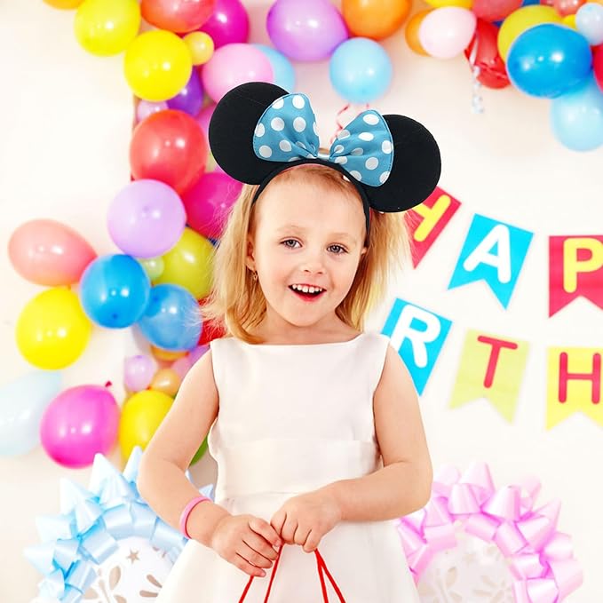 Mouse Ears Headband Shiny Mouse Ears Bows Hairband for Birthday