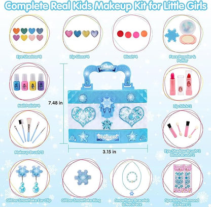 Toys for Girls,Washable Real Kids-Makeup-Kit-for-Girl,Toddler-Toys for 3 4 5 6 7 8 9 10 11 12 Year Old Girls,Christmas Birthday Frozen Gifts for Girls,Makeup-for-Kids-Toys,Princess-Dresses-for-Girls