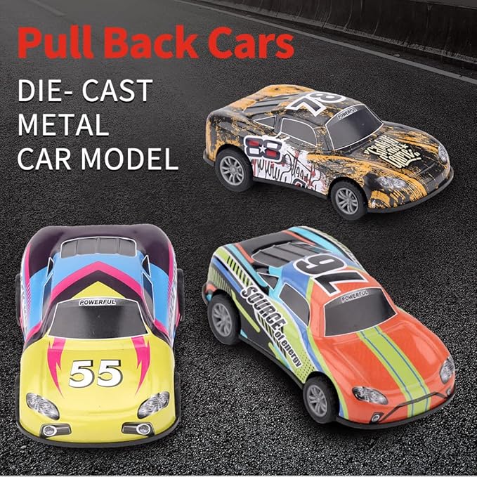 H 4.2 inch Pull Back Cars Toys Set, Friction Power Alloy Casting car Mini Race car 3 4 5 6 6 Piece