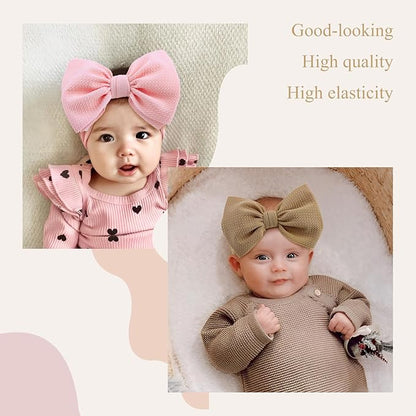 YanJie Baby Headbands - Handmade Elastic Nylon Hairbands with Hair Bows for Newborns, Girls