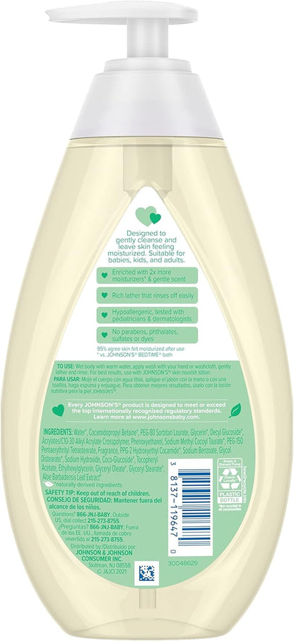 Johnson's Baby Skin Nourishing Moisture Baby Body Wash with Aloe Scent & Vitamin E, Hypoallergenic & Tear Free Bath Wash for The Whole Family 20.3 fl. 2)