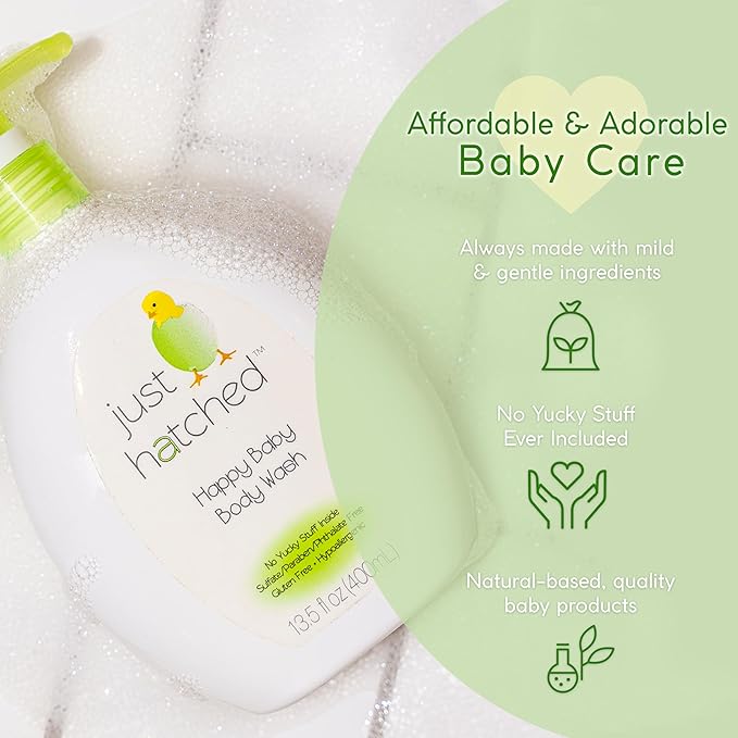 Happy Baby Body Wash Multi-Pack - Gentle Bath + Body Cleanser, Huggable Yummy Fragrance for Newborns 13.5 fl (6 Pack)